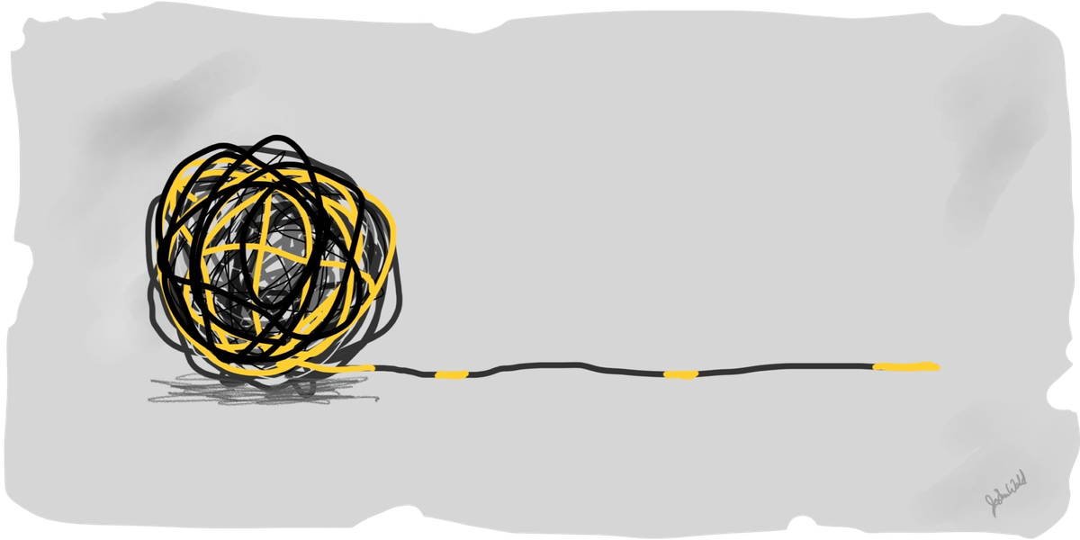 A ball of yarn unraveling