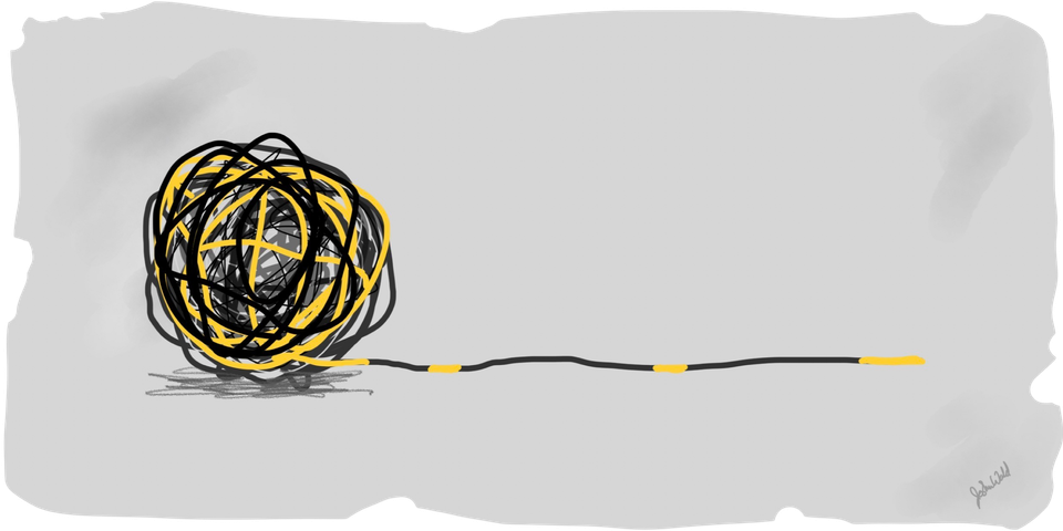 A ball of yarn unraveling